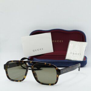Gucci GG1342S 003 Aviator Sunglasses - Havana\Green